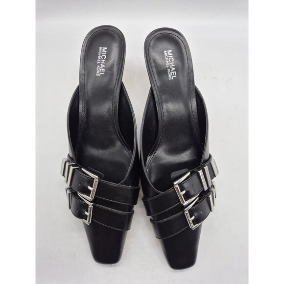 Michael Kors Women Shoes Size 7.5 Darrington Kitten Heel Mule Black Leather (149 - Picture 6 of 13